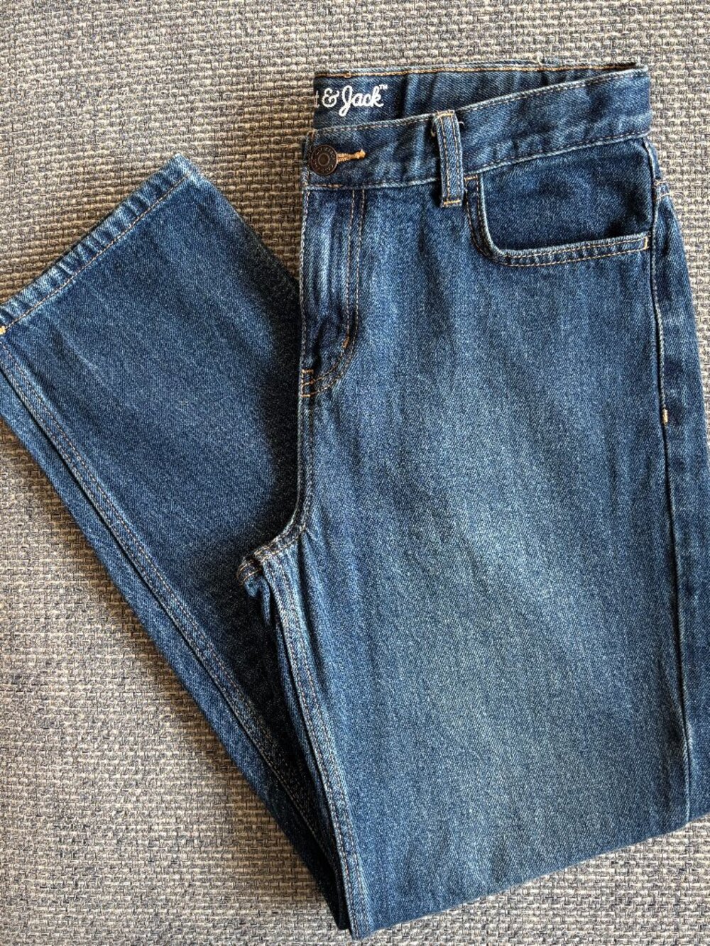 Cat & Jack Boys' Relaxed Straight Leg Adj Waist Blue Denim Jeans | NWOT | Sz 14